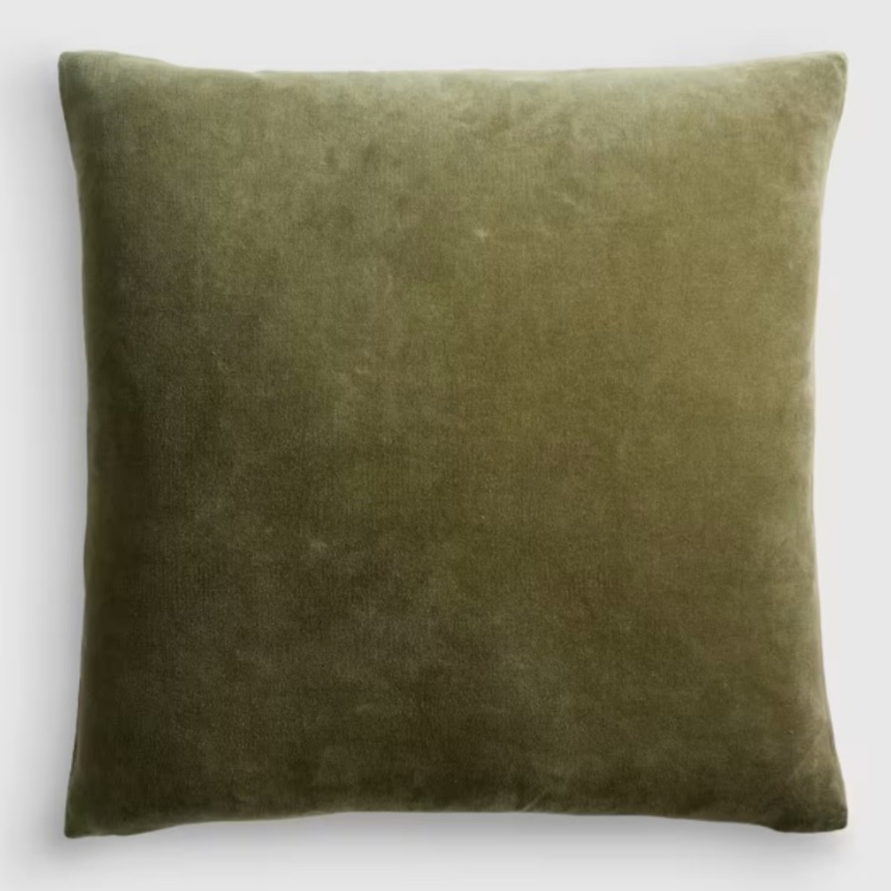 Velvet Pillow Cover 24x24 in Olive Green